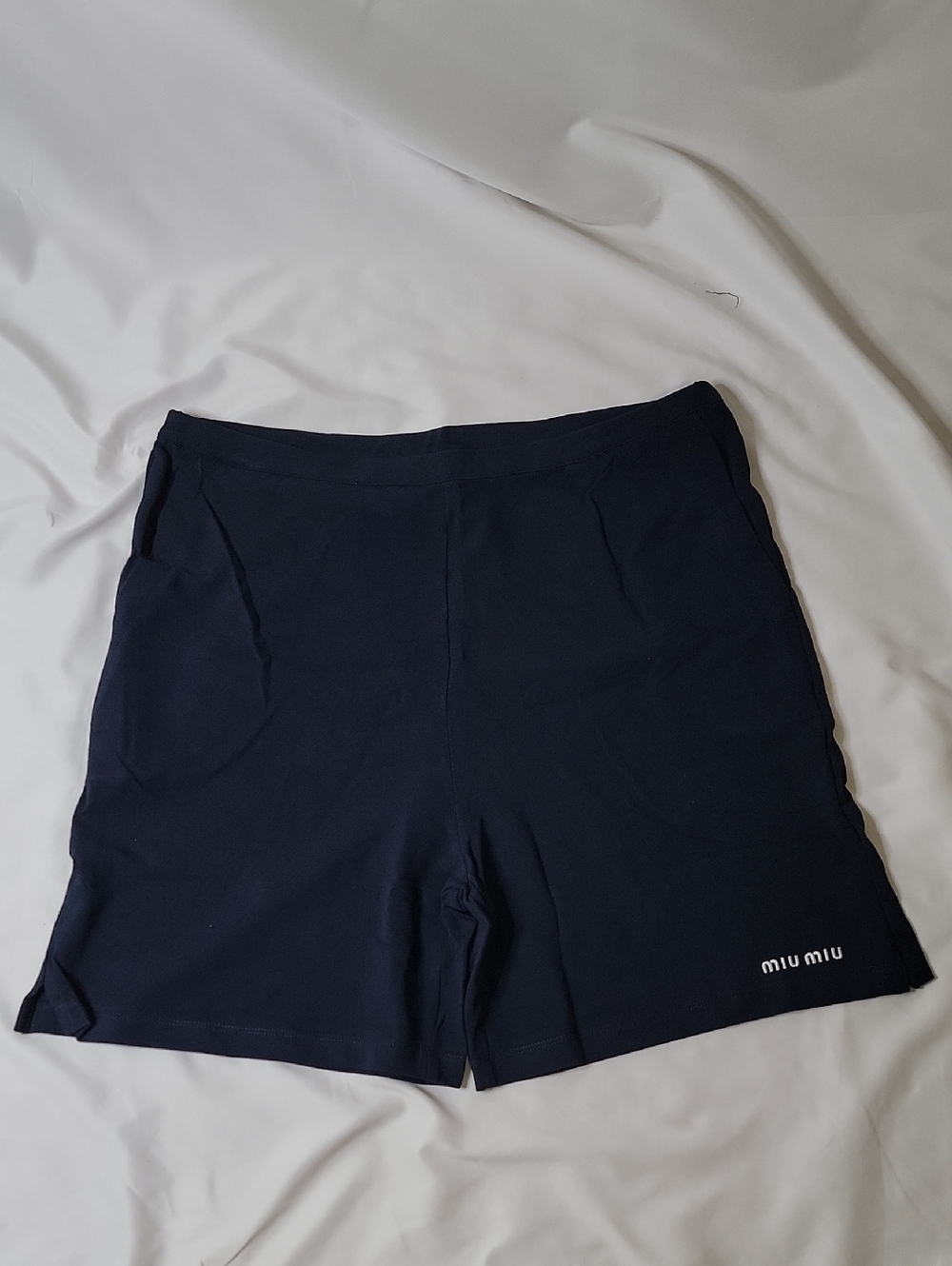 Miu Miu Dark Blue Logo Shorts